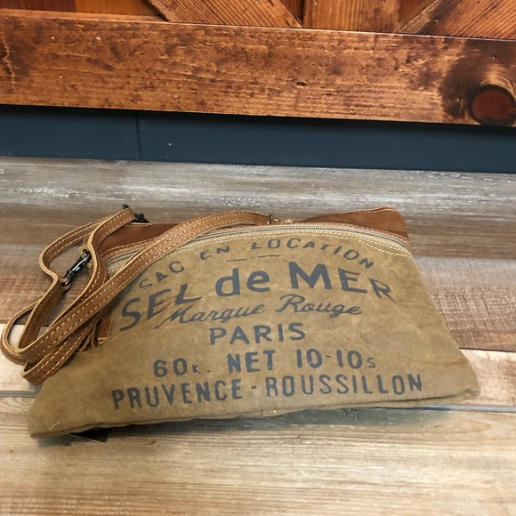 French Toast Small Crossbody purse recycled canvas - Picture 4 of 8